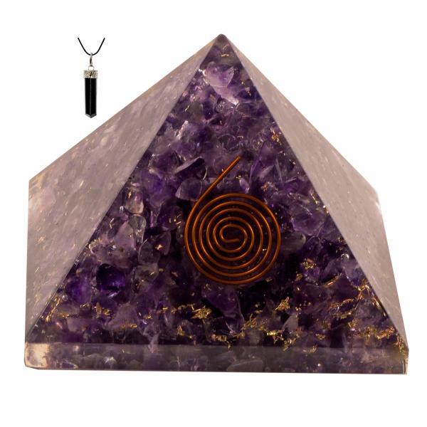 Bliss Creation Orgone Pyramid Healing Stone Energy Generator EMF Protection | Made for Ultimate Orgone Energy with Raw Black Tourmaline Crystal Healing Pendant Necklace